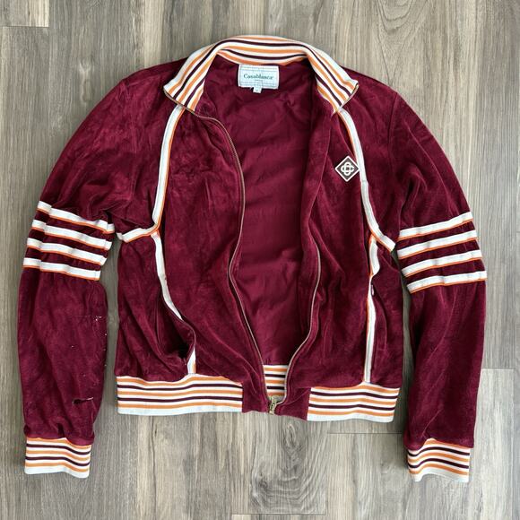 Casablanca Tennis Club Velour Racing Track Jacket Burgundy Men’s Size Small READ - Picture 1 of 9